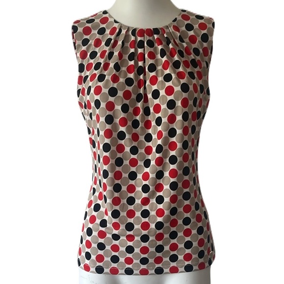 Calvin Klein Tops - Polka Dot Sleeveless Top - Red, Black, and Cream